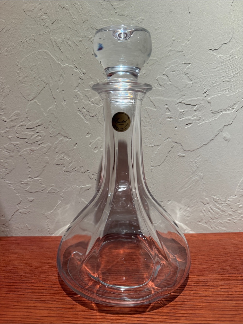 Vintage Cristal France 24% Lead Crystal Decanter with Stopper - Wide Bottom